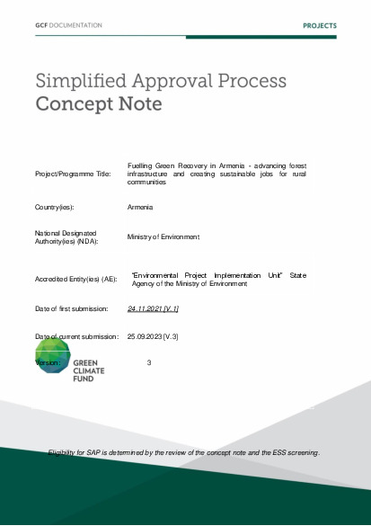 Document cover for Fueling Green Recovery in Armenia – advancing forest infrastructure and creating sustainable jobs for rural communities