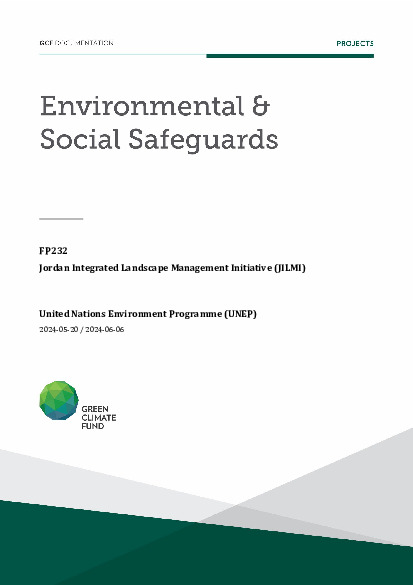 Document cover for Environmental and social safeguards (ESS) report for FP232: Jordan Integrated Landscape Management Initiative (JILMI)