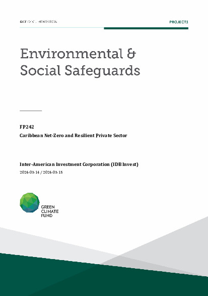 Document cover for Environmental and social safeguards (ESS) report for FP242: Caribbean Net-Zero and Resilient Private Sector