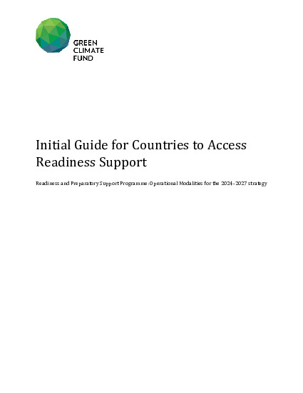 Document cover for Guide for countries to access Readiness support