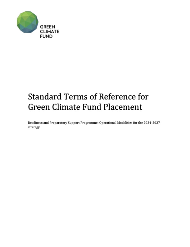 Document cover for TOR for GCF Placement Expert