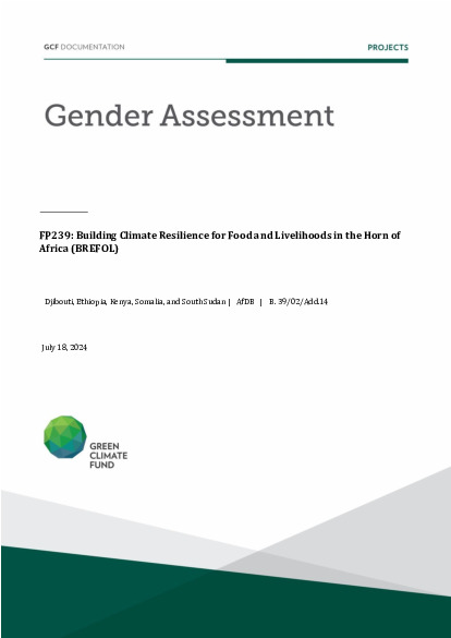 Document cover for Gender assessment for FP239: Building Climate Resilience for Food and Livelihoods in the Horn of Africa (BREFOL)