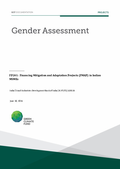 Document cover for Gender assessment for FP241: Financing Mitigation and Adaptation Projects (FMAP) in Indian MSMEs