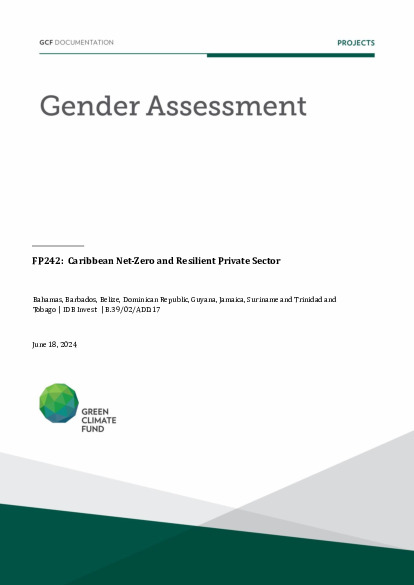 Document cover for Gender assessment for FP242: Caribbean Net-Zero and Resilient Private Sector