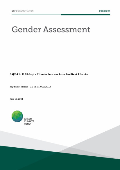 Document cover for Gender assessment for SAP041: ALBAdapt – Climate Services for a Resilient Albania