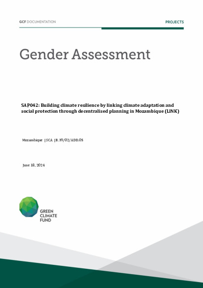 Document cover for Gender assessment for SAP042: Building climate resilience by linking climate adaptation and social protection through decentralised planning in Mozambique (LINK)