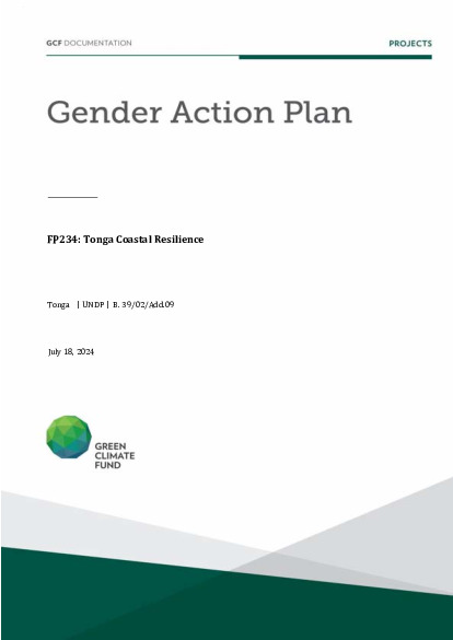 Document cover for Gender action plan for FP234: Tonga Coastal Resilience