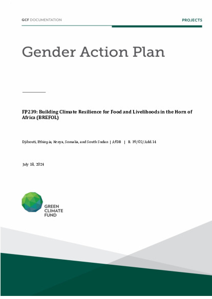 Document cover for Gender action plan for FP239: Building Climate Resilience for Food and Livelihoods in the Horn of Africa (BREFOL)