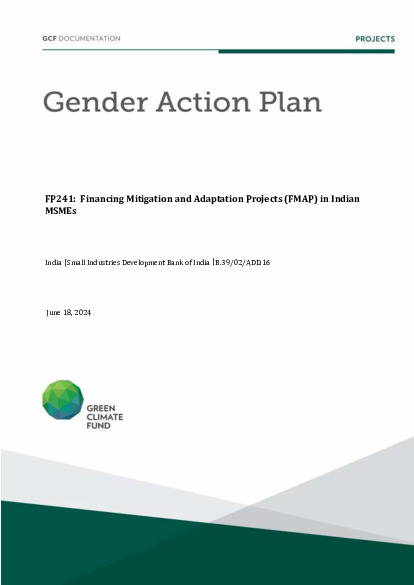 Document cover for Gender action plan for FP241: Financing Mitigation and Adaptation Projects (FMAP) in Indian MSMEs