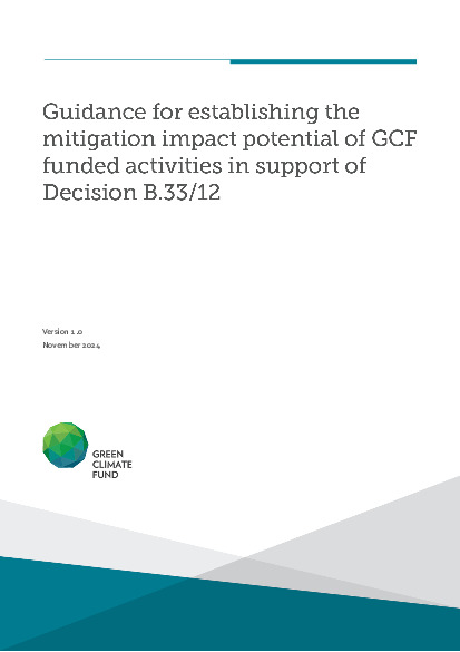 Document cover for Guidance for establishing the mitigation impact potential of GCF funded activities in support of Decision B.33/12