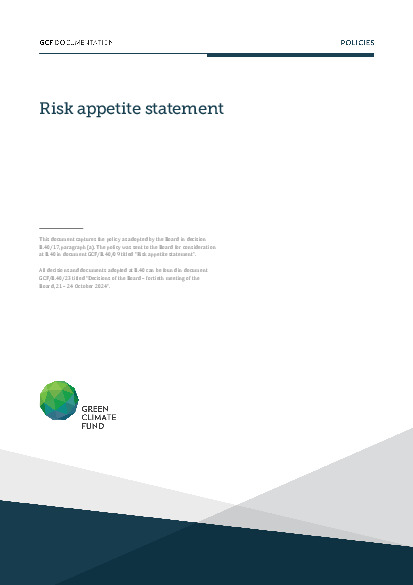 Document cover for Risk appetite statement