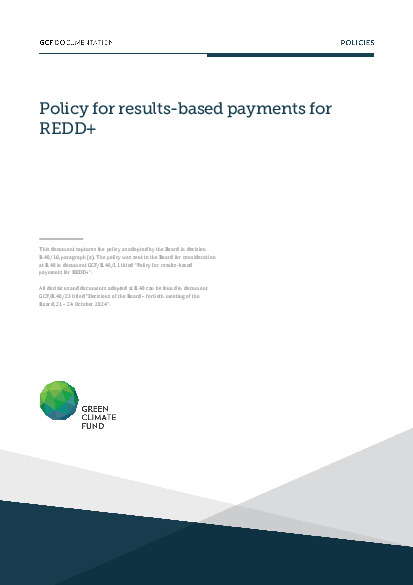 Document cover for Policy for results-based payments for REDD+