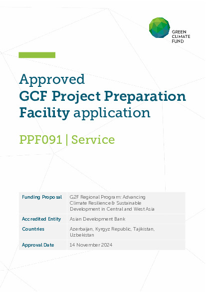 Document cover for G2F Regional Program: Advancing Climate Resilience & Sustainable Development in Central and West Asia