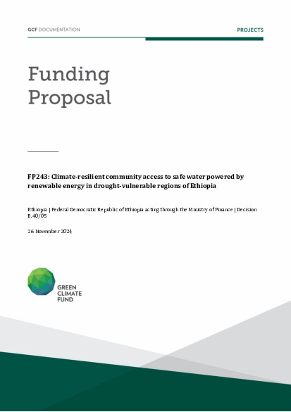 Document cover for Climate-resilient community access to safe water powered by renewable energy in drought-vulnerable regions of Ethiopia