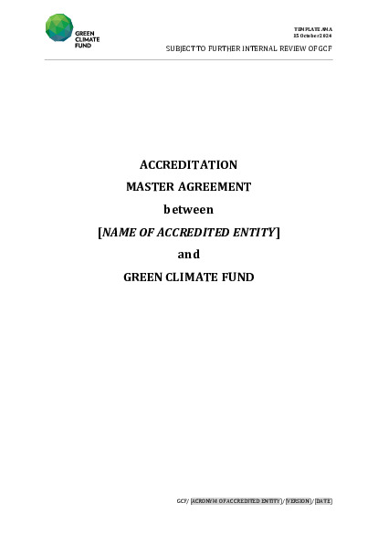 Document cover for Accreditation Master Agreement