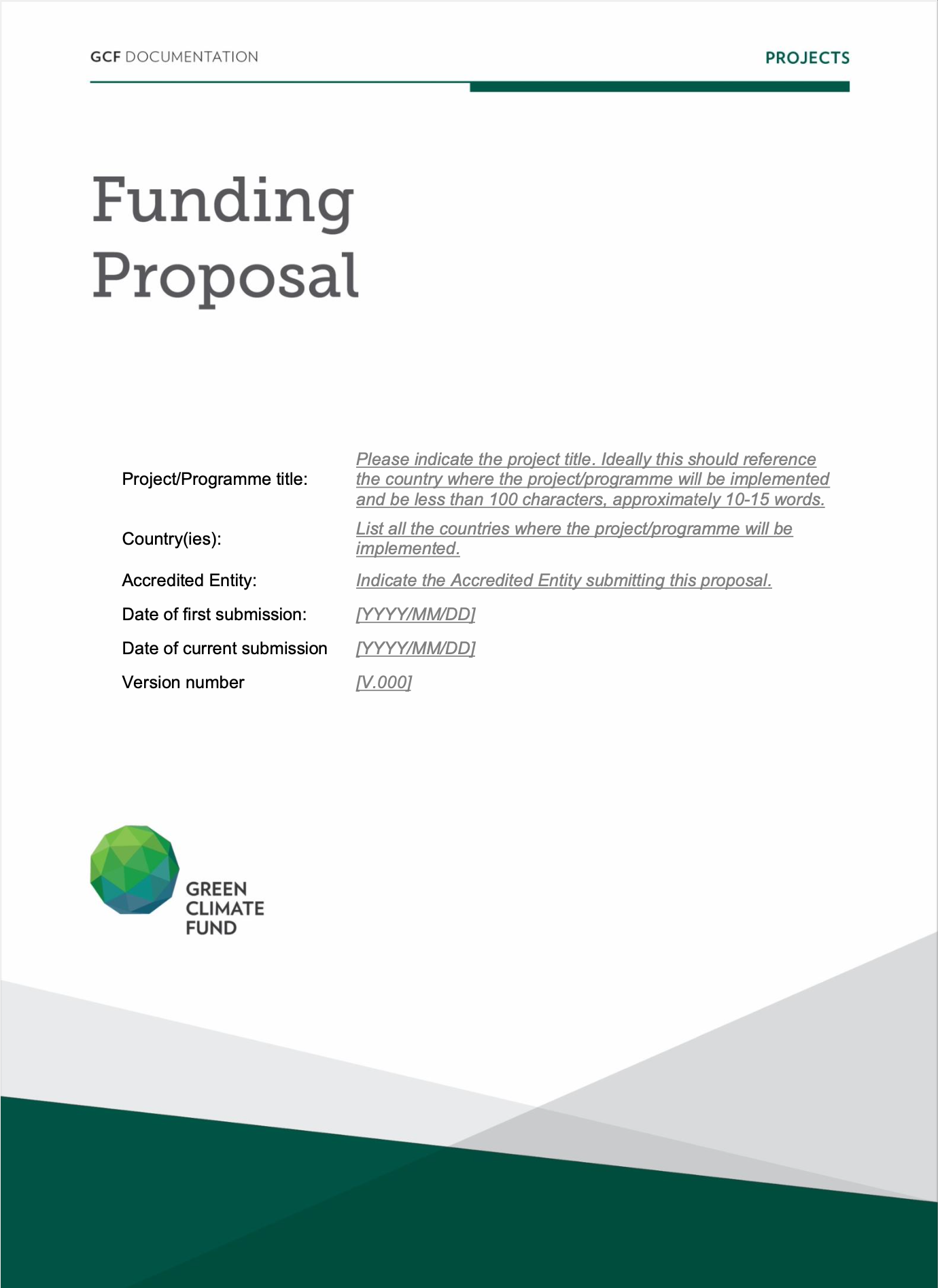 Funding Proposal Template Green Climate Fund