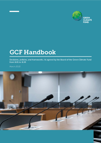 Document cover for GCF handbook: Decisions, policies and frameworks (updated March 2022)