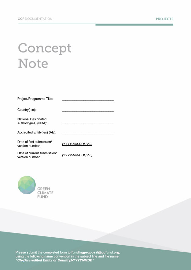 Document cover for Concept Note template