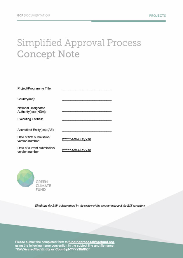 Concept Note Template For The Simplified Approval Process Redd Green Climate Fund