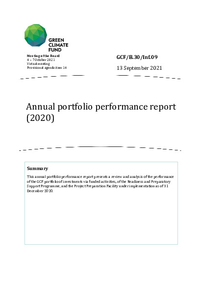 Document cover for Annual portfolio performance report (2020)