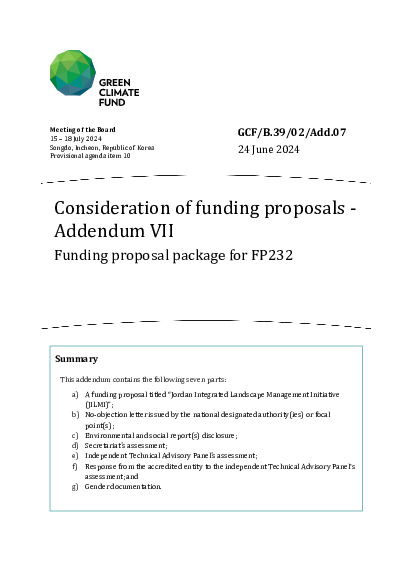 Document cover for Consideration of funding proposals - Addendum VII Funding proposal package for FP232