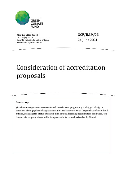 Document cover for Consideration of accreditation proposals