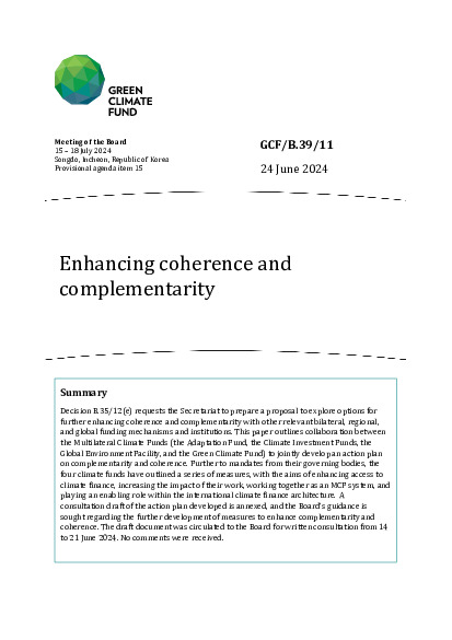 Document cover for Enhancing coherence and  complementarity