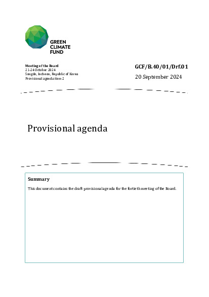 Document cover for Provisional agenda