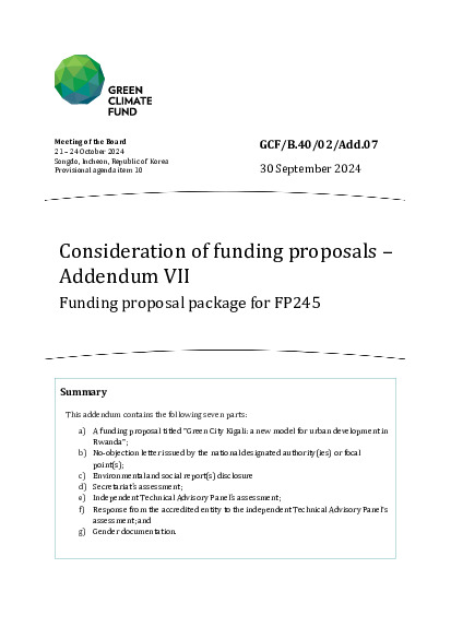 Document cover for Consideration of funding proposals – Addendum VII Funding proposal package for FP245