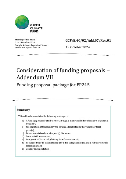 Document cover for Consideration of funding proposals – Addendum VII Funding proposal package for FP245