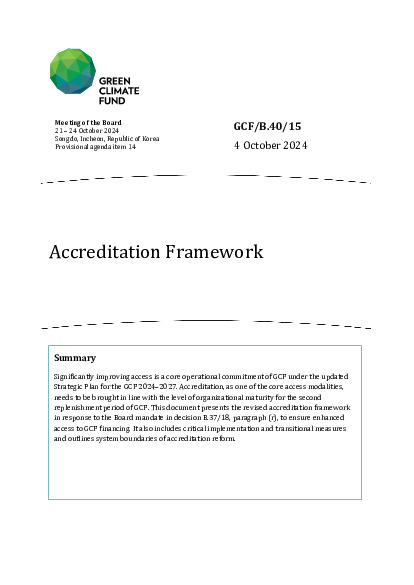 Document cover for Accreditation Framework 