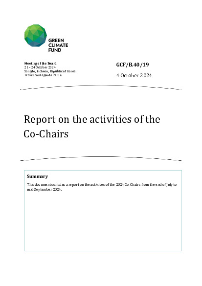 Document cover for Report on the activities of the Co-Chairs