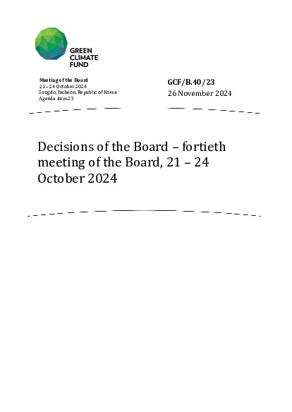 Document cover for Decisions of the Board – fortieth meeting of the Board, 21 – 24 October 2024