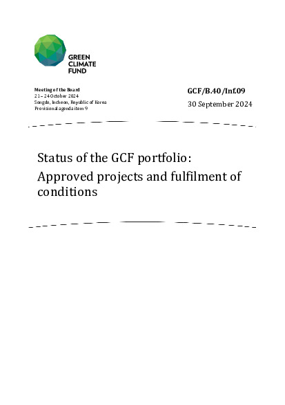 Document cover for Status of the GCF portfolio: Approved projects and fulfilment of conditions